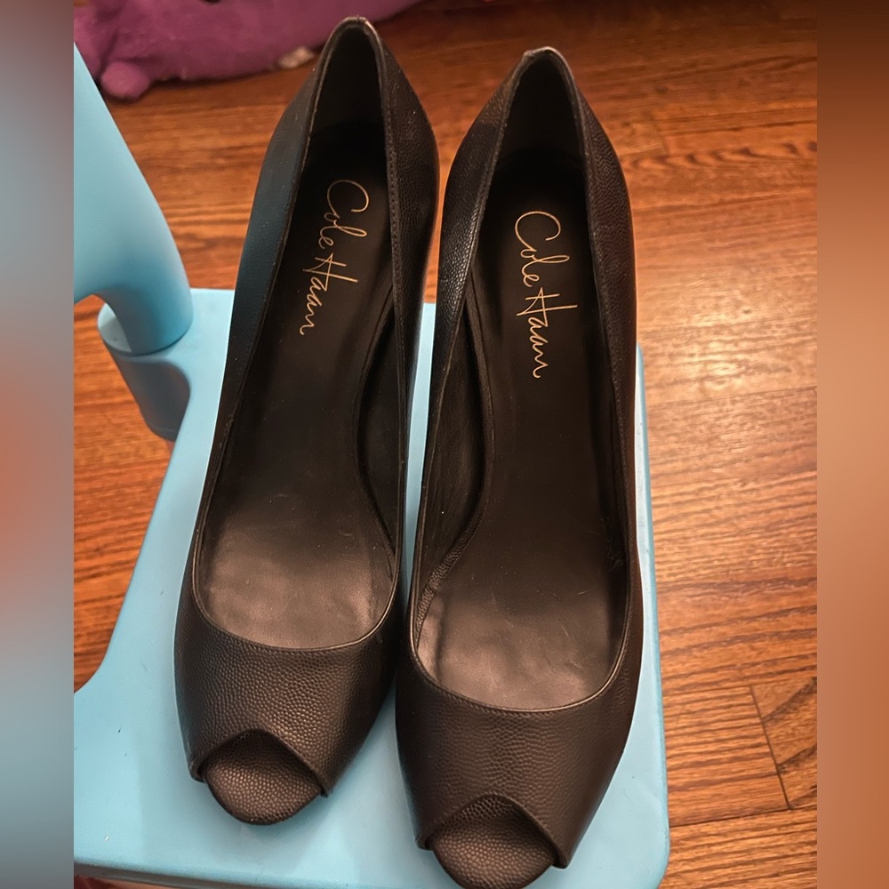 Cole haan black peep toe heels